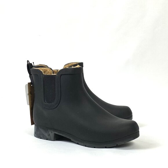 New Chooka Delridge Black Chelsea Faux Fur Waterproof Ankle Boot 8 - Picture 2 of 14